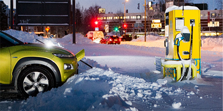 Electric vehicle driving in sub-zero temperatures