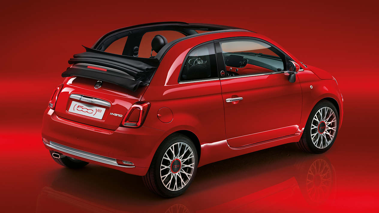 Fiat 500 Hybrid (RED) Cabriolet : vue trois quarts arrière