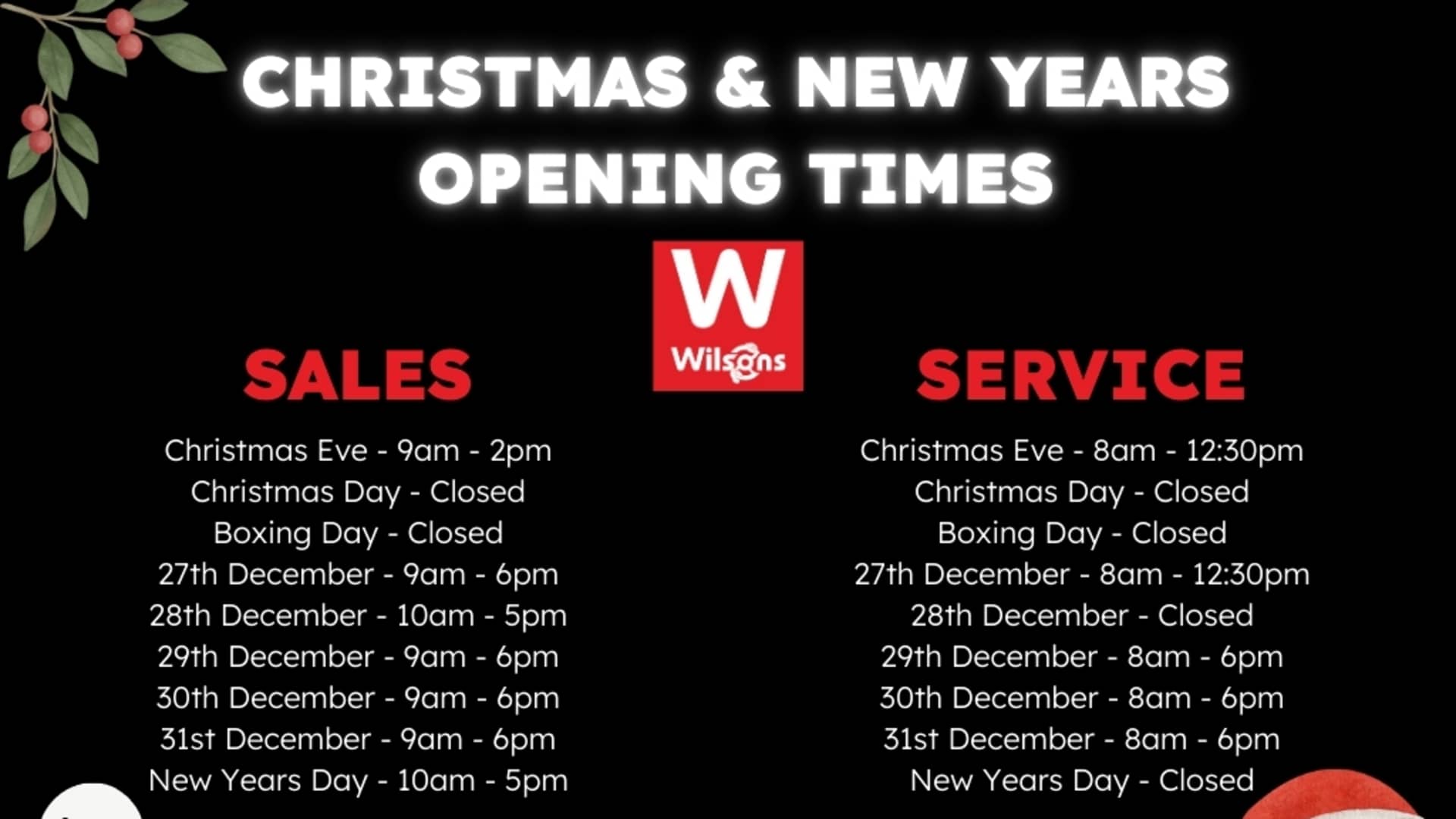 Christmas Opening Hours