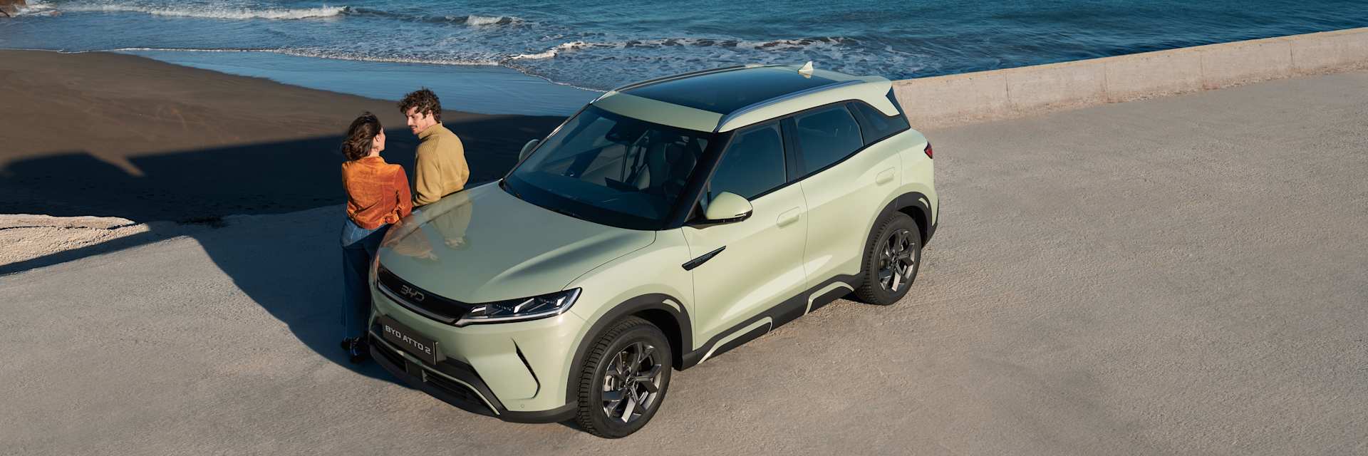 BYD Atto 2 Green Exterior Driving on City Road