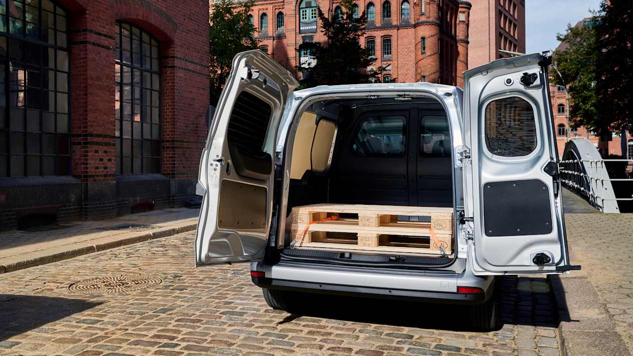 Mercedes-Benz Citan 2021 gris portes ouvertes avec europalette