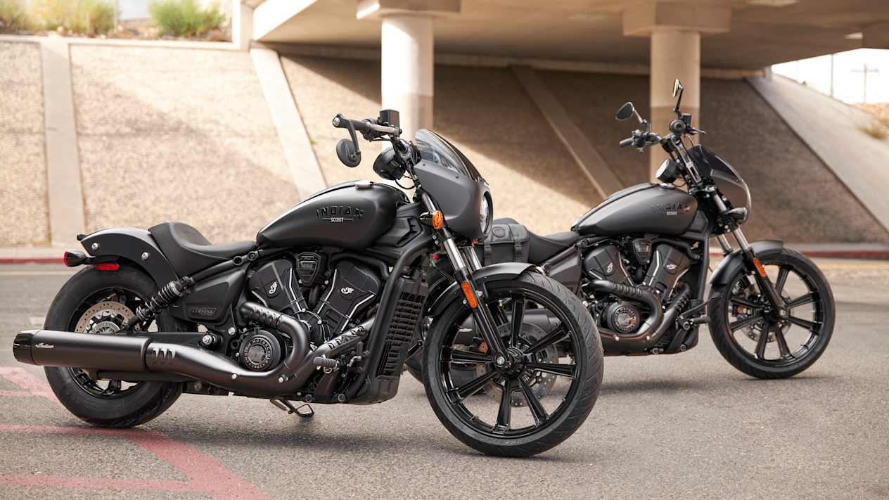 Indian Sport Scout Limited 2025 : Black Smoke profil droit statique sous un pont