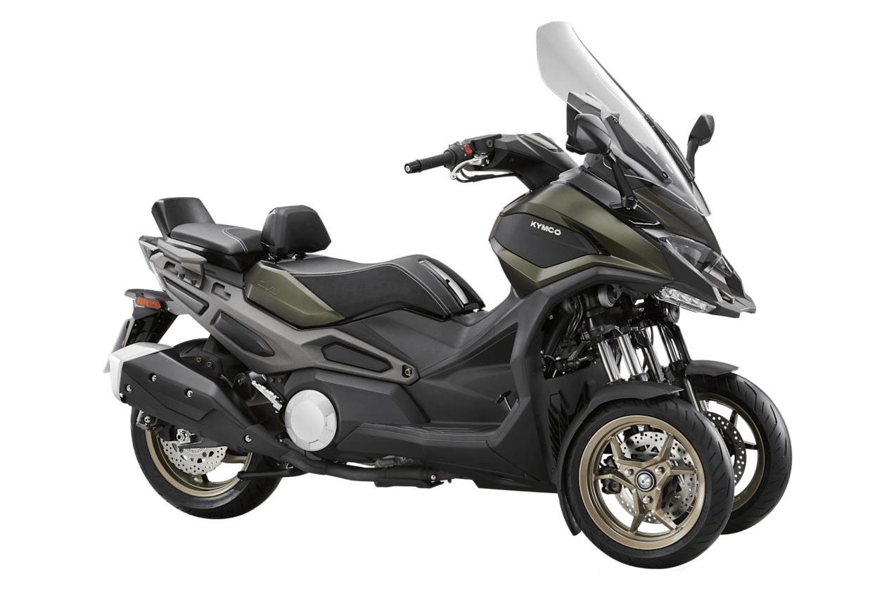 Kymco CV3 2024 vert Olive : trois quarts avant