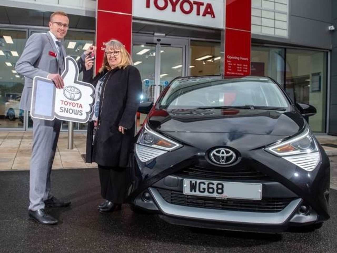 Snows Toyota Exeter are Aygo with our Princesshay Car Raffle Winner!