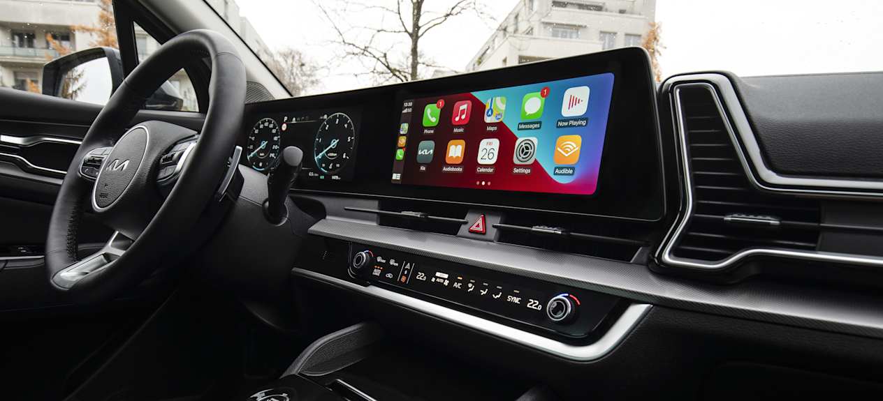 Kia Sportage 2022 : Gros plan intérieur avec carplay