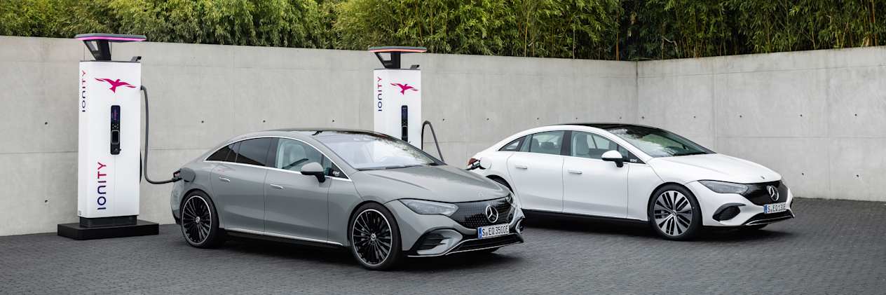 Mercedes EQE en charge sur borne Ionity