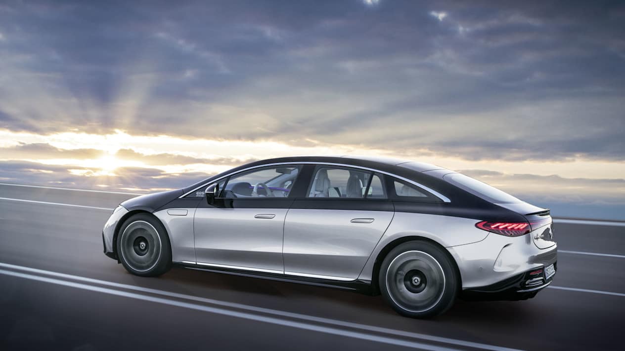 Nouvelle EQS de Mercedes-EQ : Trois quart arrière