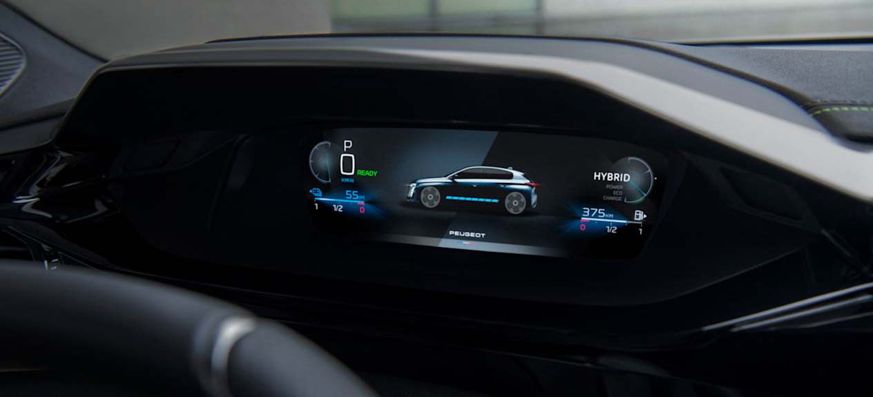Peugeot 308 2021 : détail écran compteurs