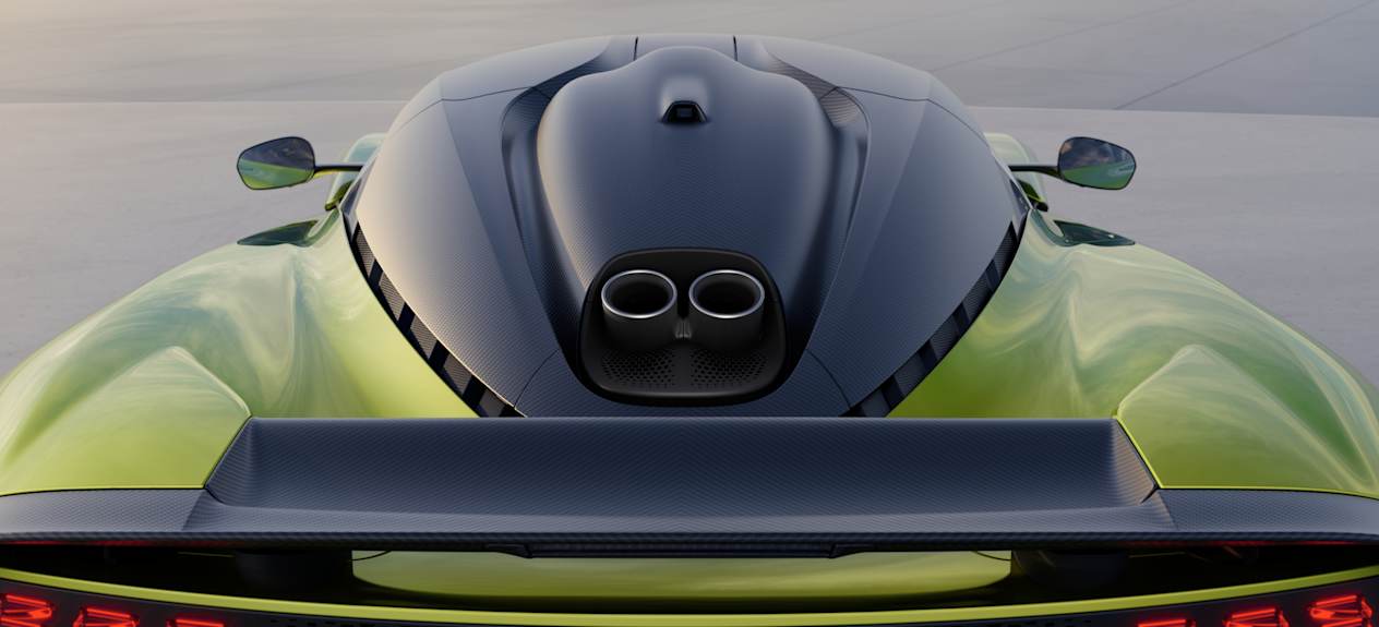 Aston Martin Valhalla 2025 : détail toit, aileron et sorties d'échappement