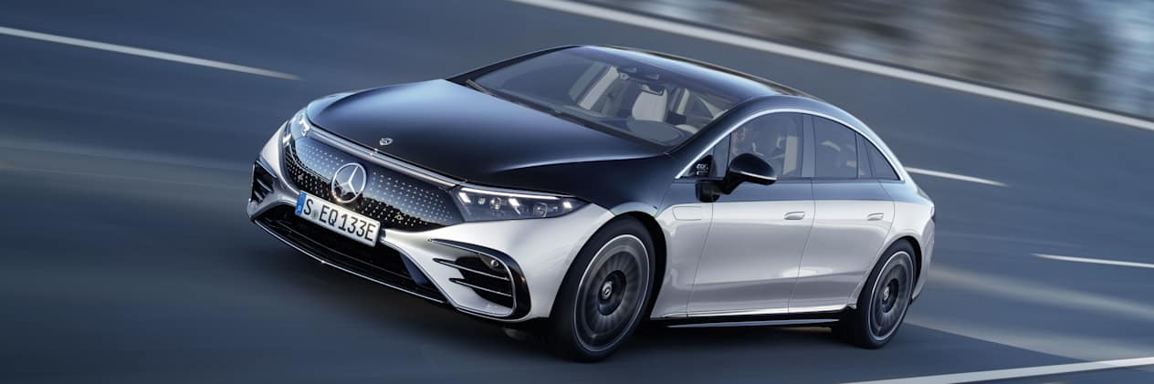 Nouvelle EQS de Mercedes-EQ : Trois quart avant