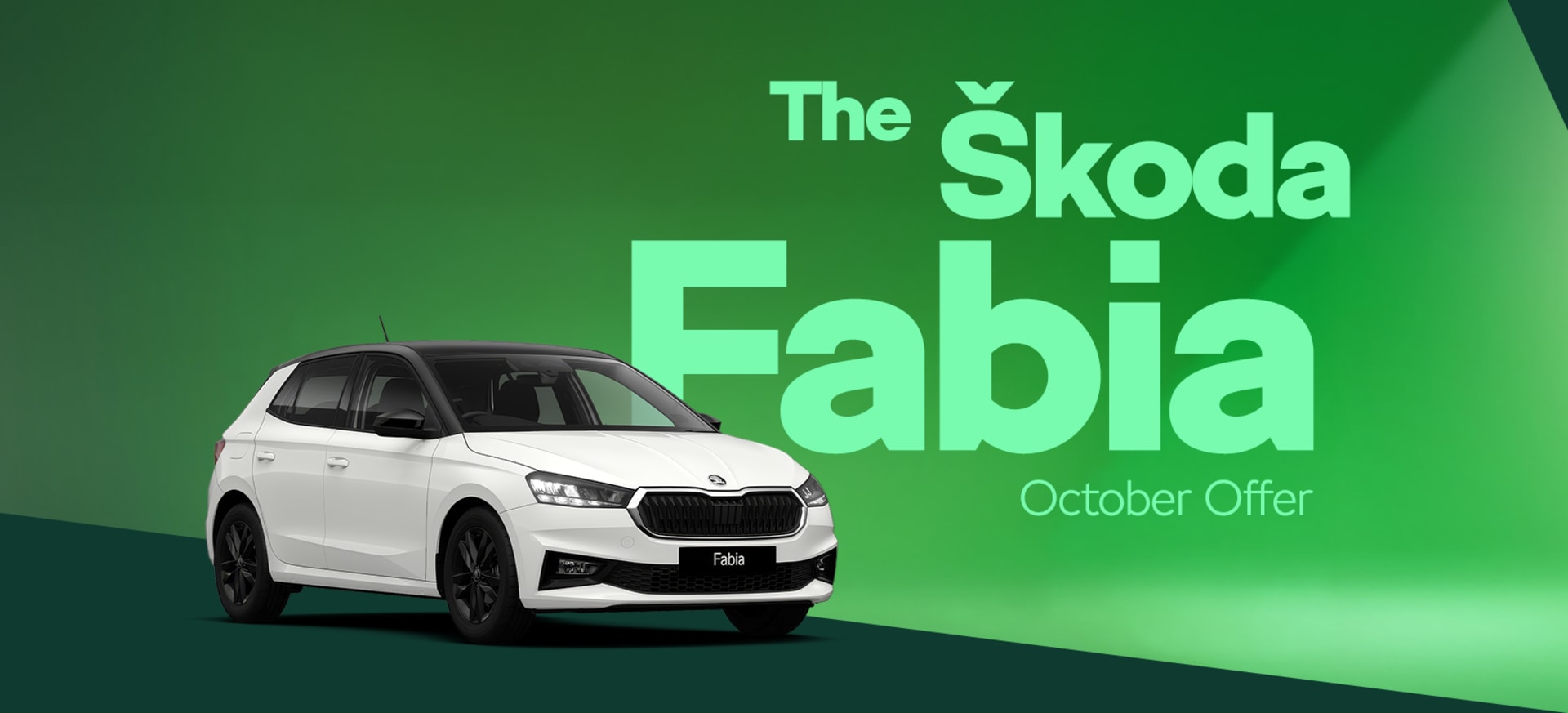 Skoda Fabia Design Edition on a green geometric background