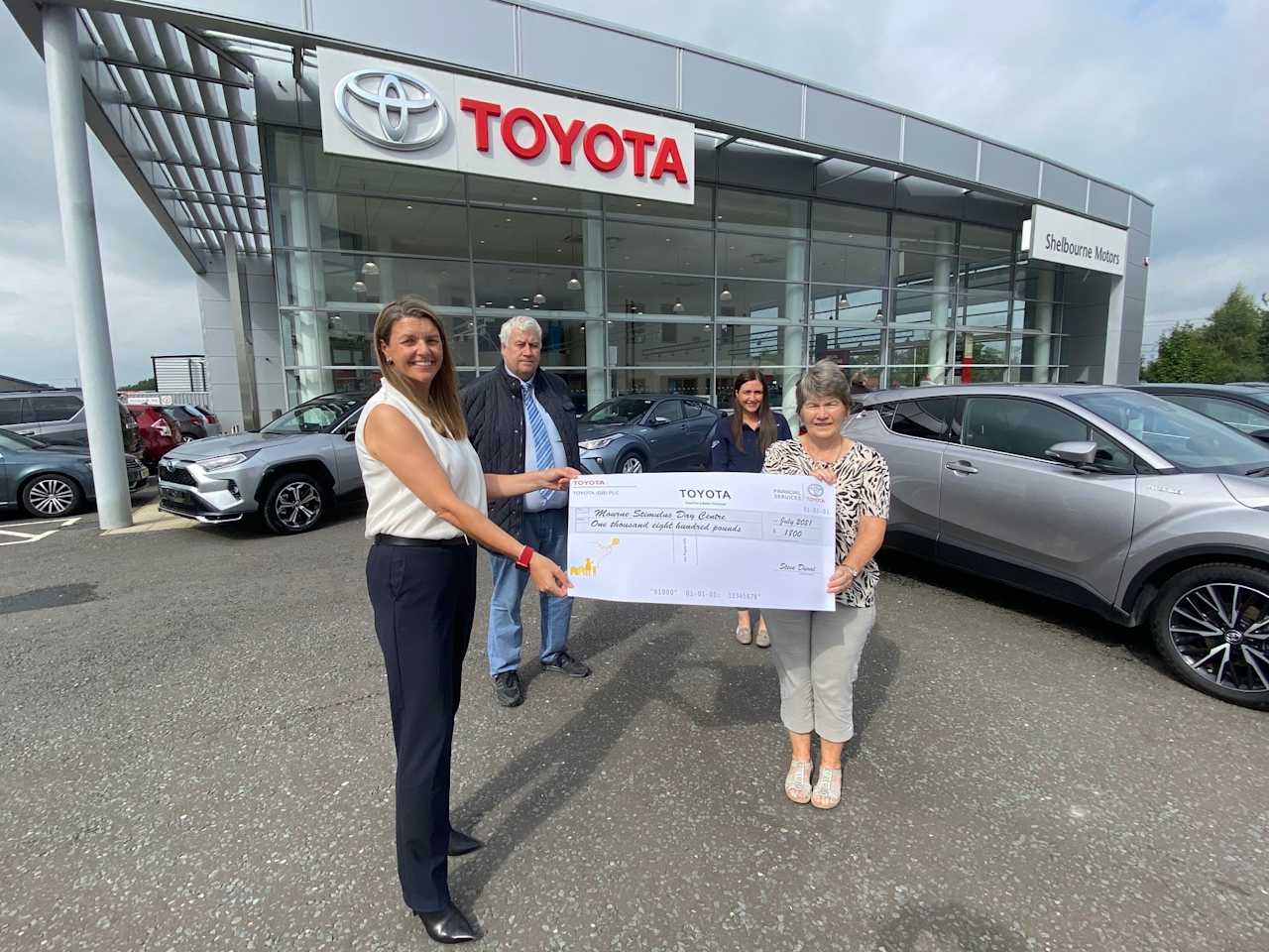Shelbourne Motors Toyota secures a £1,800 donation for Mourne Stimulus Day Centre Extension from Toyota GB.