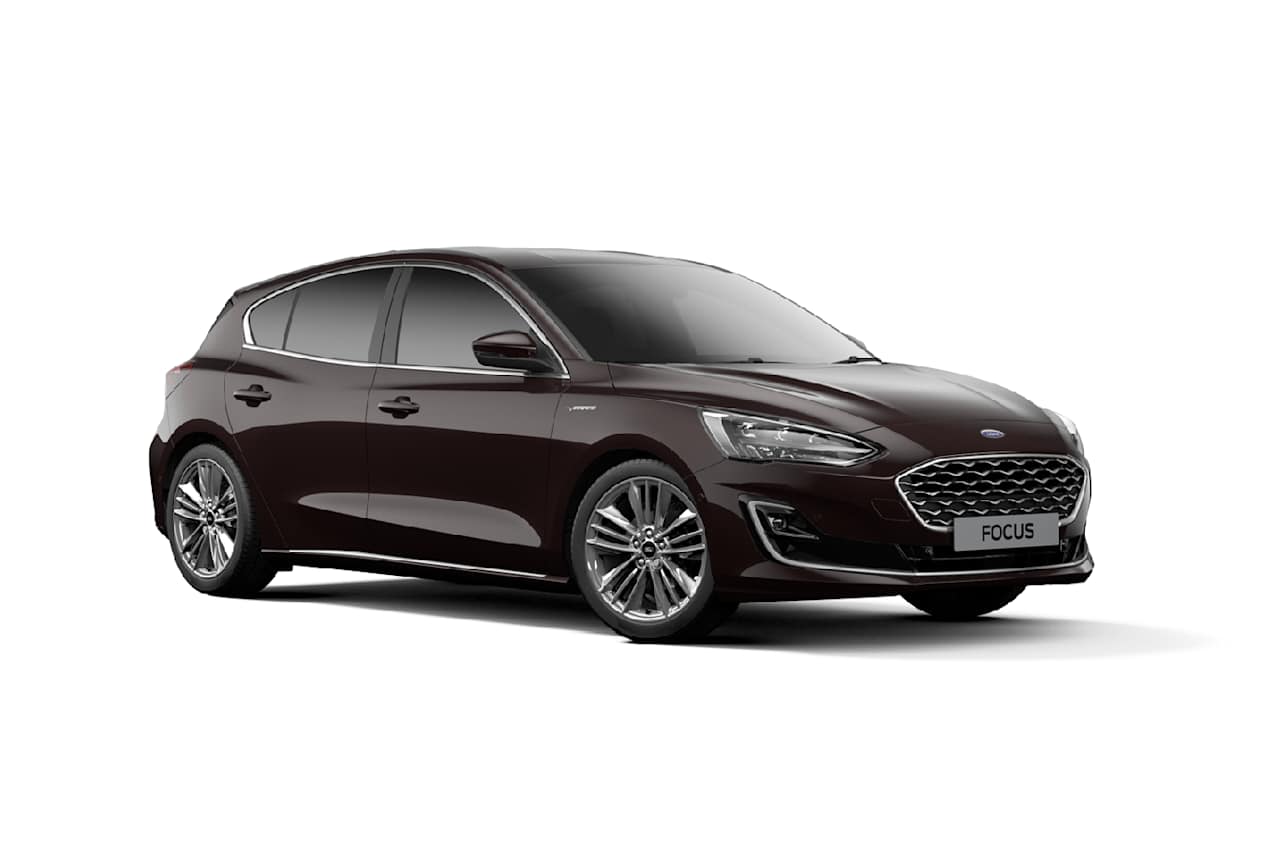 Dark Mulberry Ford Focus Vignale on white background