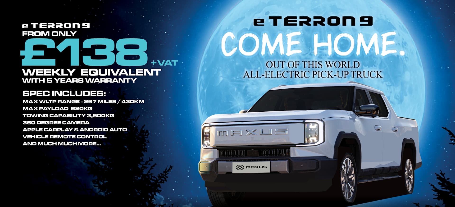 eTerron 9 325kW Luxury Double Cab Pickup 102kWh Finance Lease from £138 +VAT Weekly Equivalent