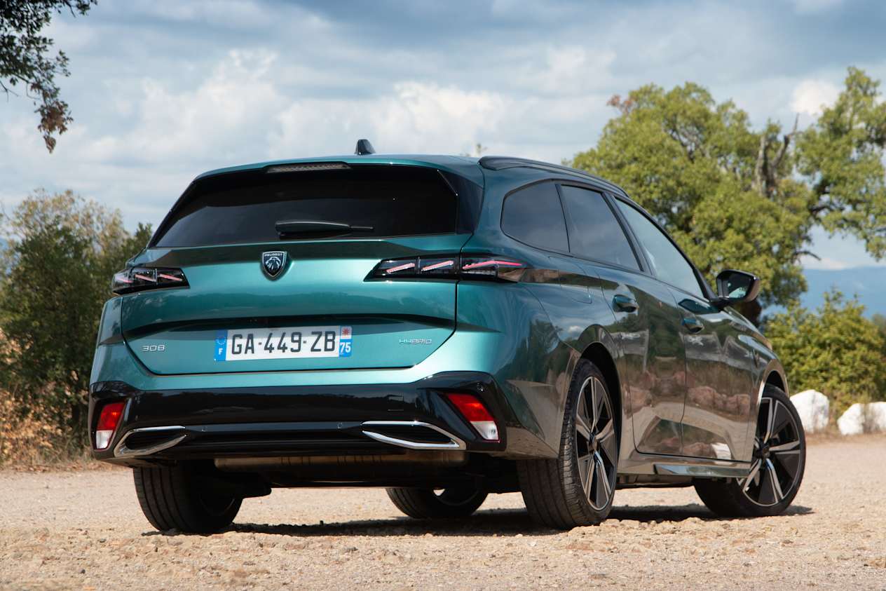 Peugeot 308 SW 2021 Bleu Avatar trois quarts arrière droit