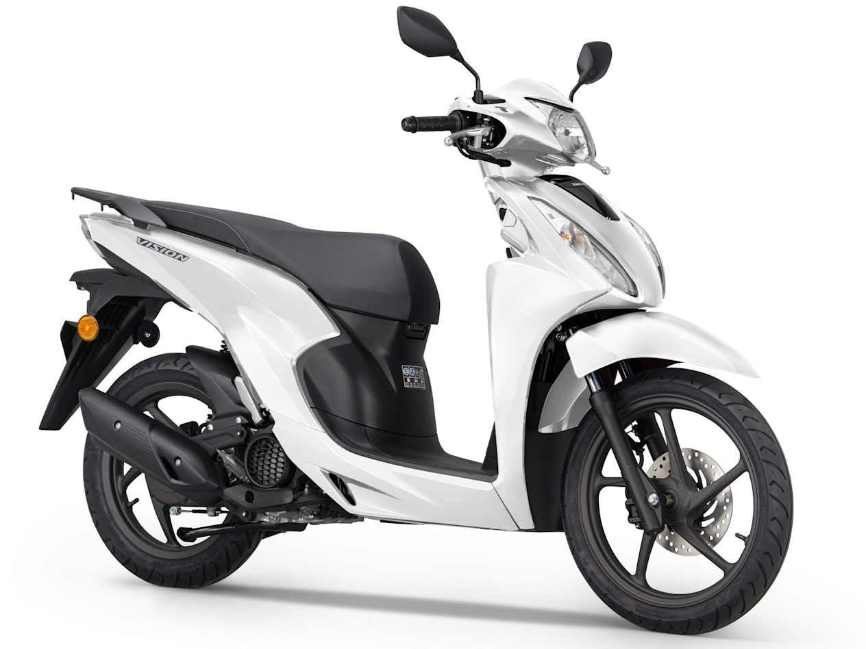 Honda Vision 110 2023 : blanc trois quarts avant