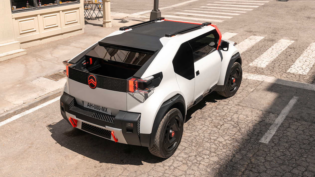 Concept-Car Citroën Oli (2022) : Trois quart arrière droit en vue plongeante