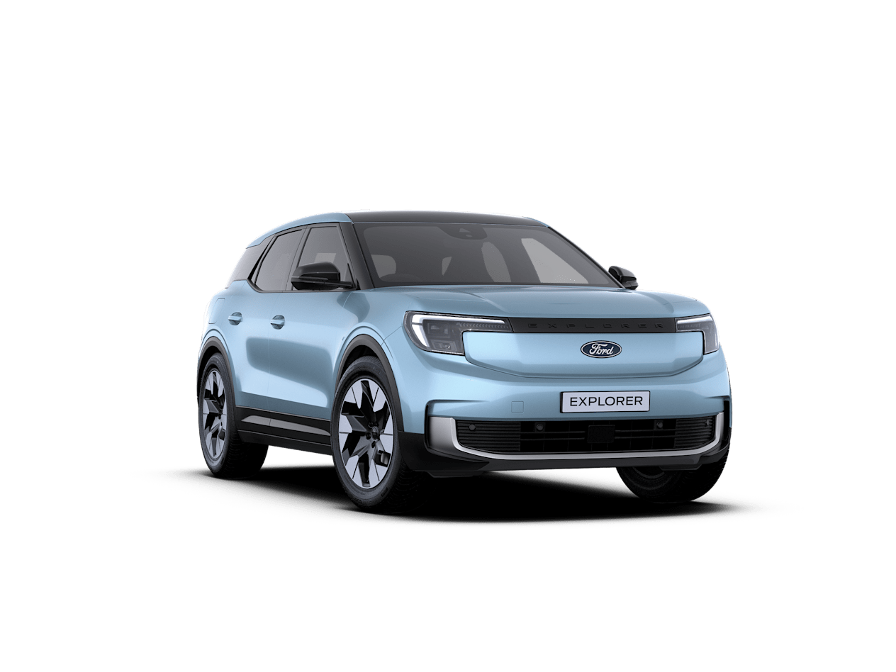 Image of a Ford All-Electric Explorer in Arctic Blue