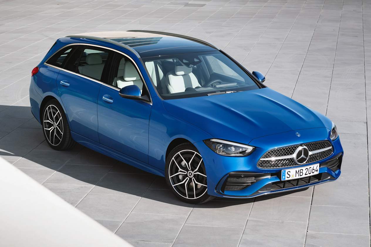 Nouvelle Mercedes-Benz Classe C 2021 break vue plongeante avant
