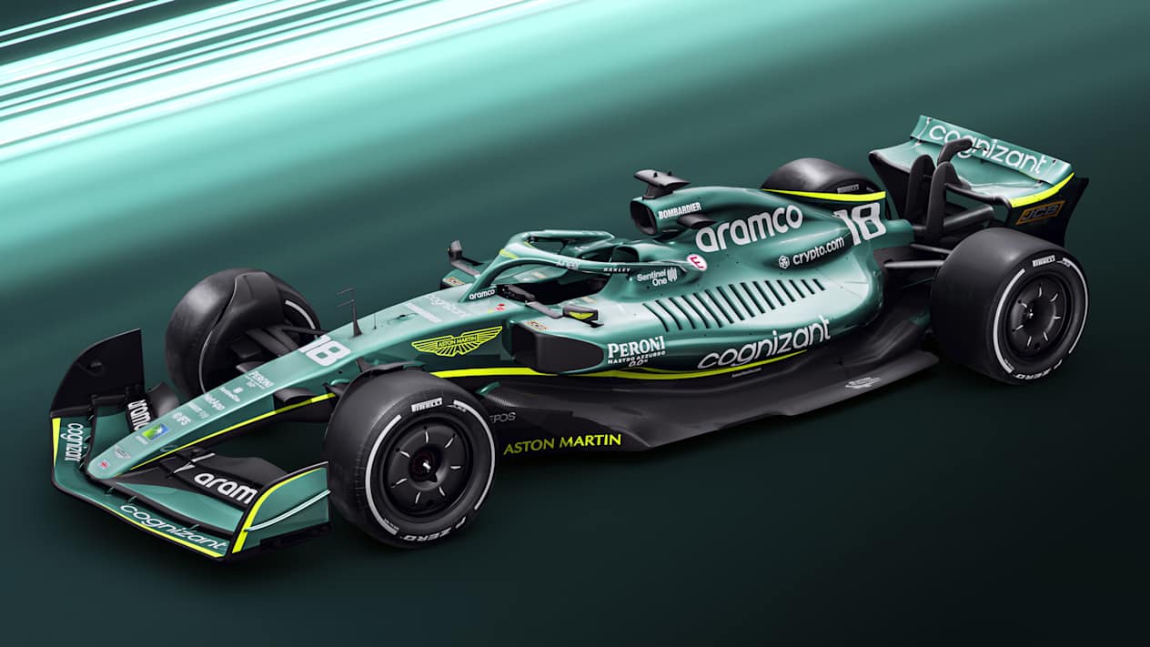 F1 Aston Martin Racing AMR 2022 : Trois quart avant