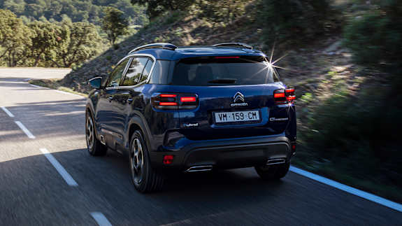 Nouveau C5 Aircross Restylé Bleu Eclispe : Trois quart arrière gauche éloigné