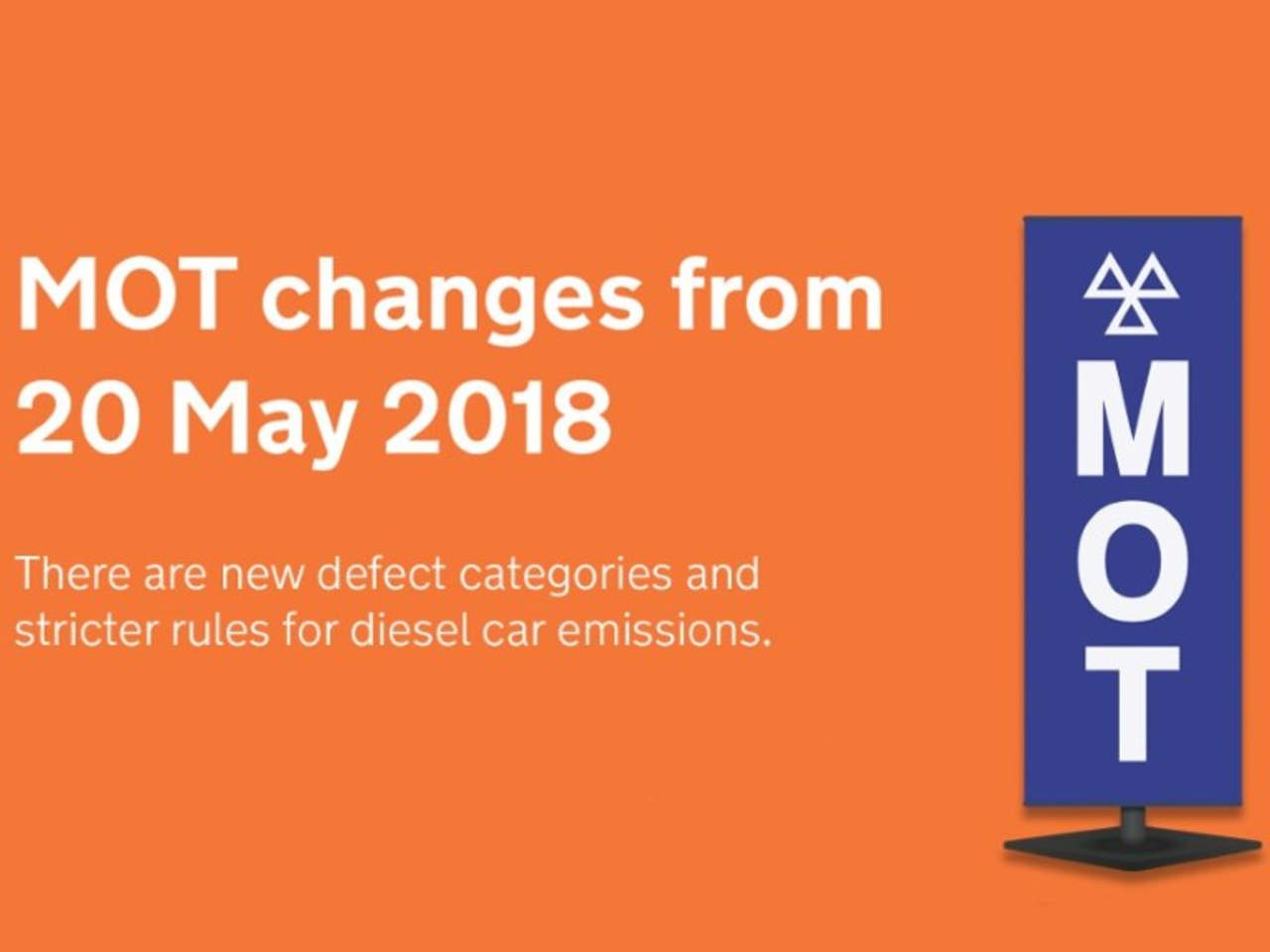 Important changes to MOT tests are going to be made on Sunday 20th May 2018