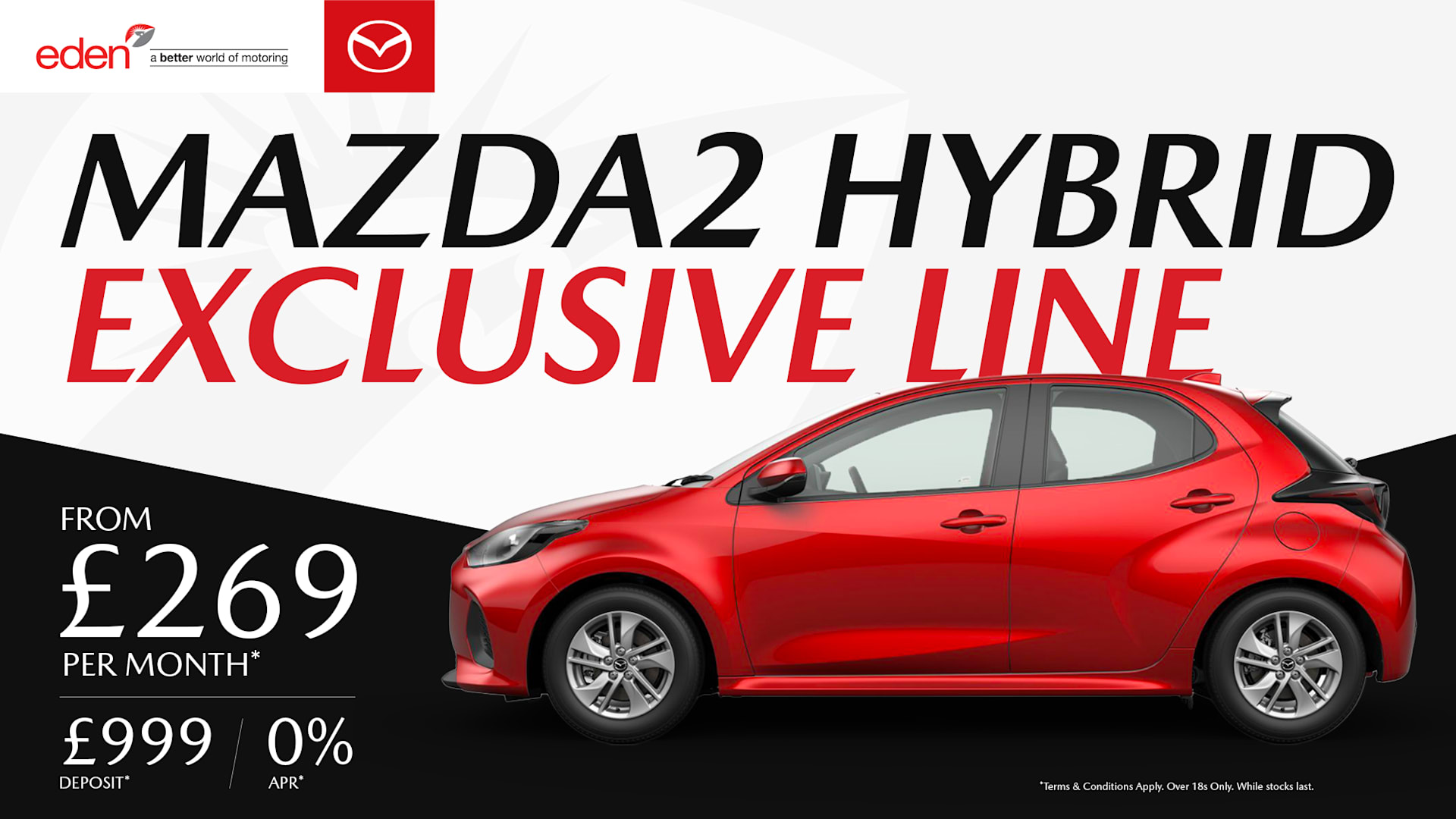 Mazda2 Hybrid Exclusive Line available with 0% APR.