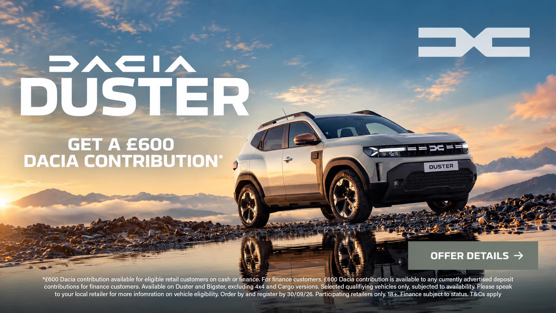 DACIA DUSTER £600 CONTRIBUTION