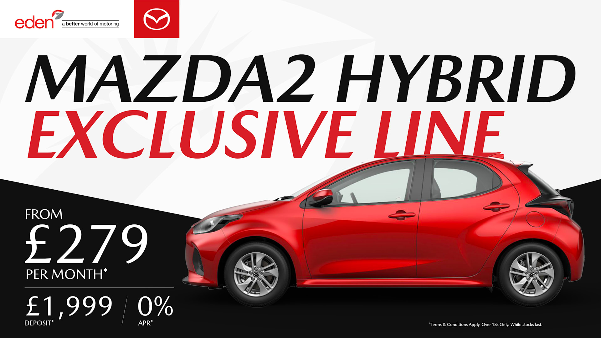 Mazda2 Hybrid Exclusive Line available with 0% APR.