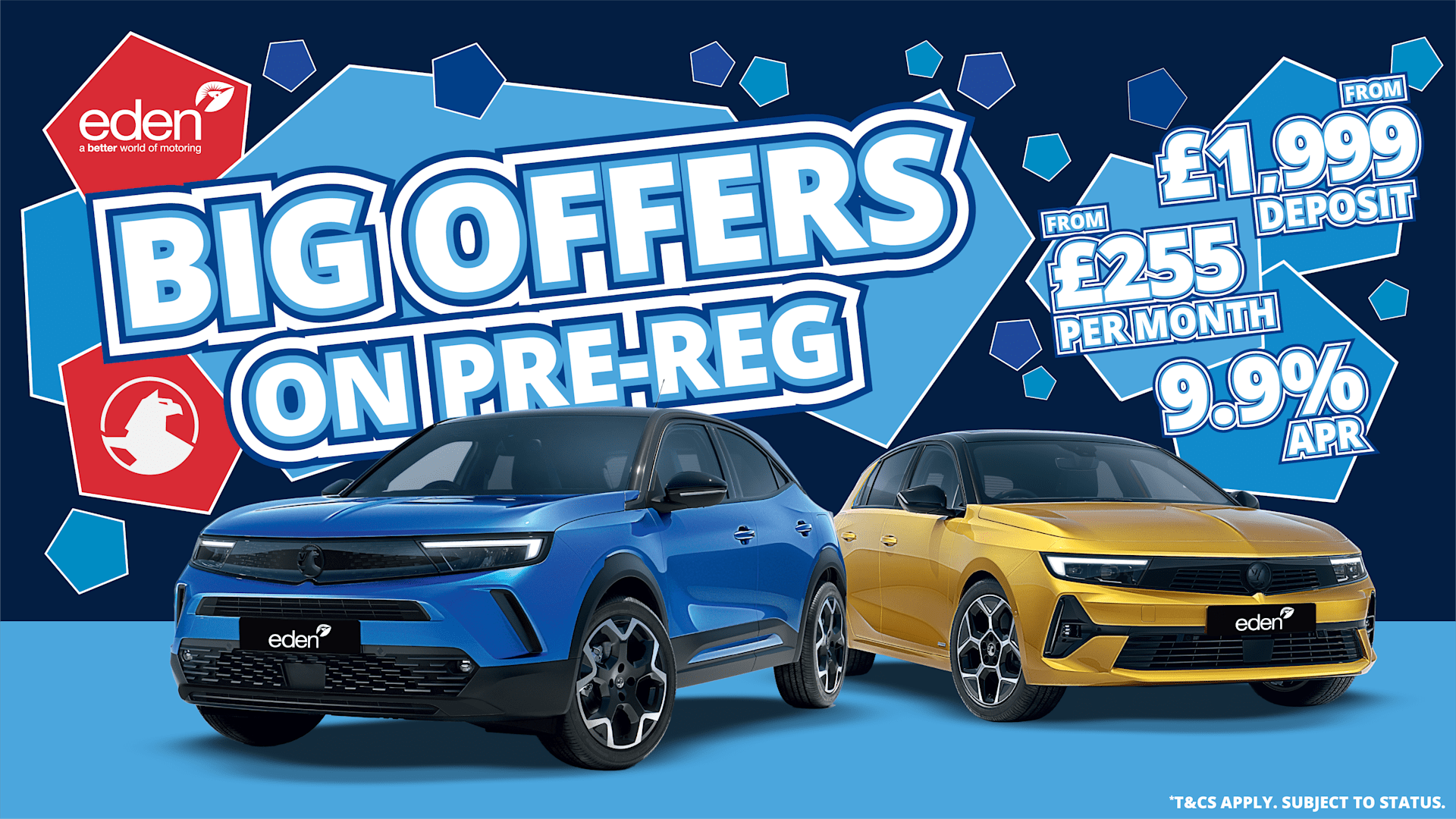 Big offers on Vauxhall pre-reg cars, including Astra and Mokka, with finance from £255 per month and 9.9% APR.