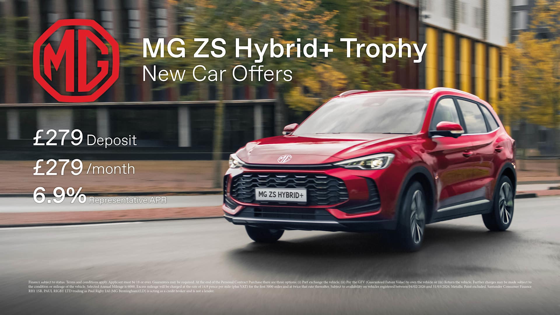 MG ZS Hybrid+ Trophy Offer Finance Example