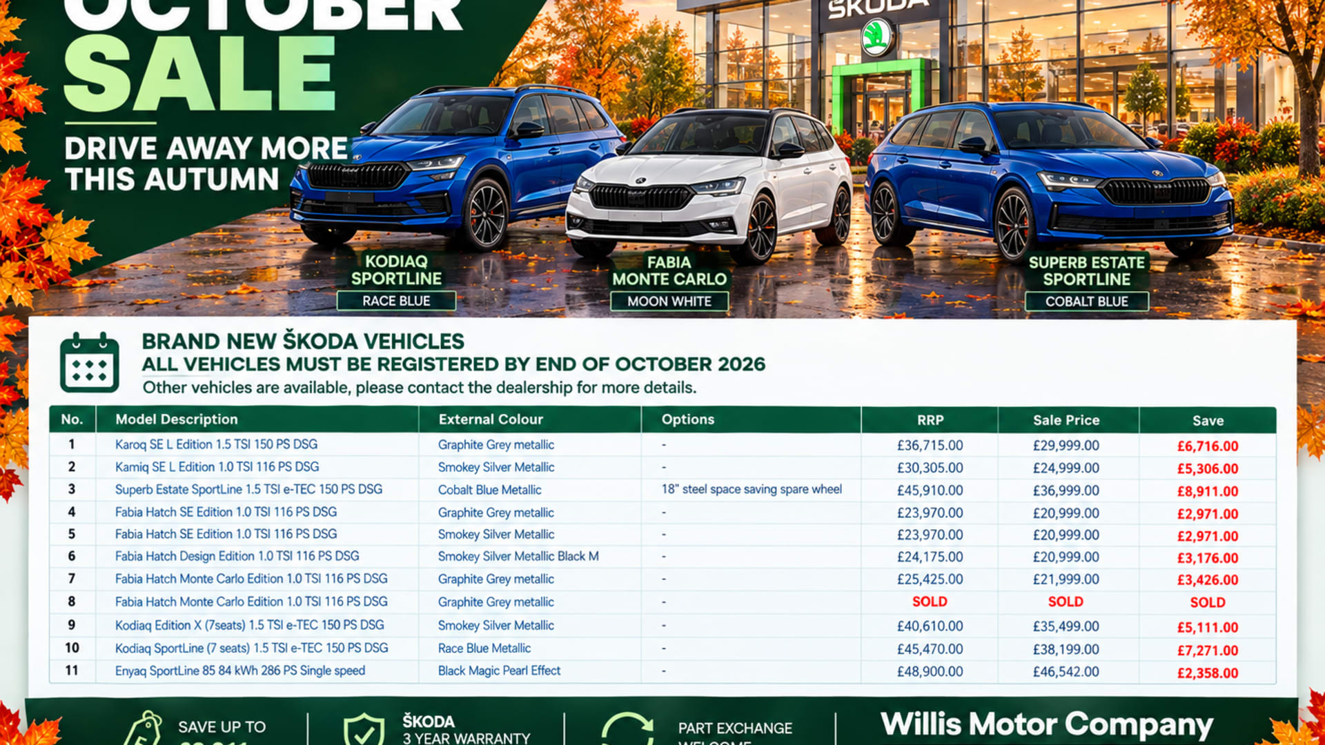 Huge Autumn Savings from Willis Motor Company