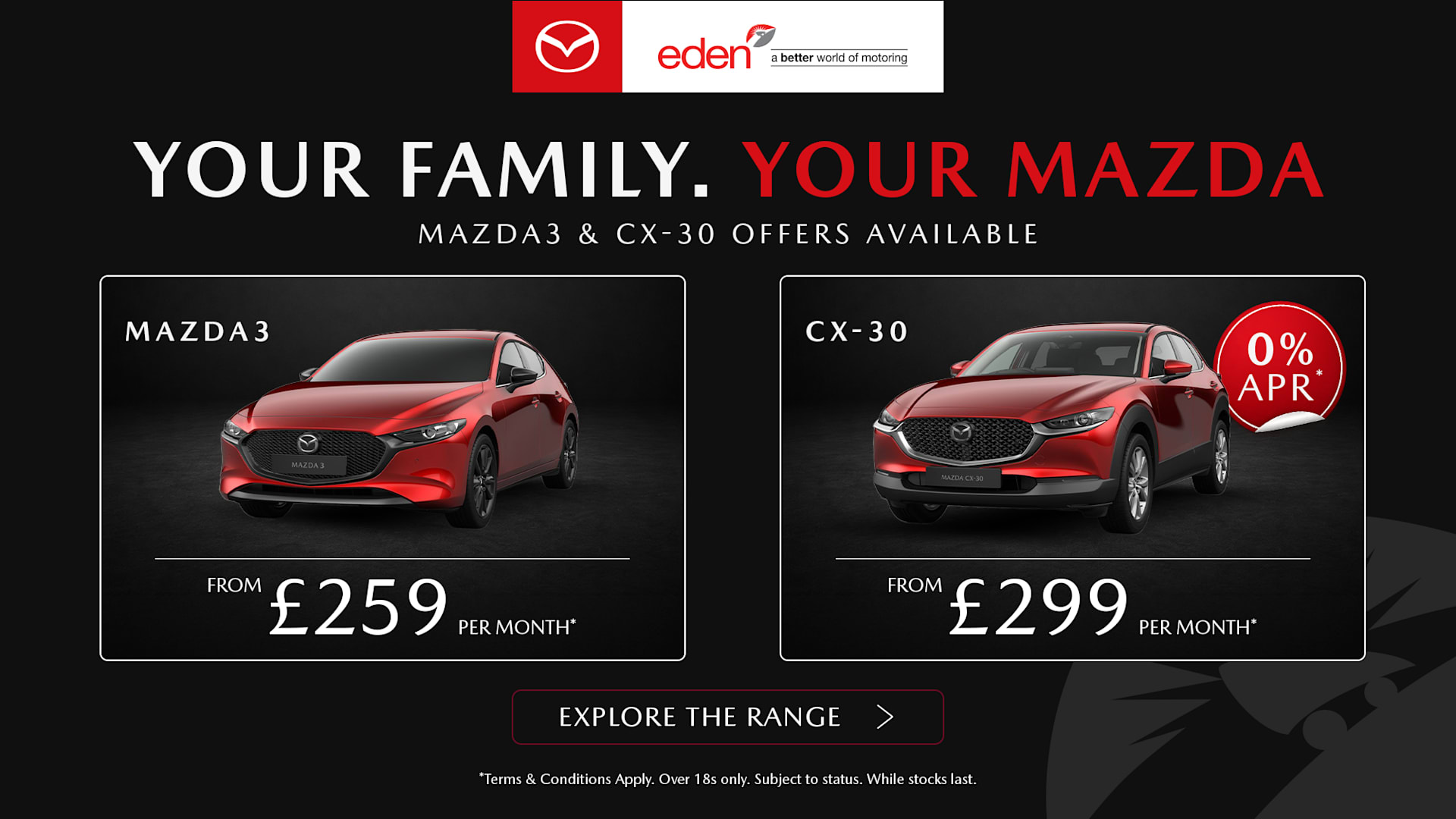 Discover Mazda3 and CX-30 finance offers at Eden Mazda.