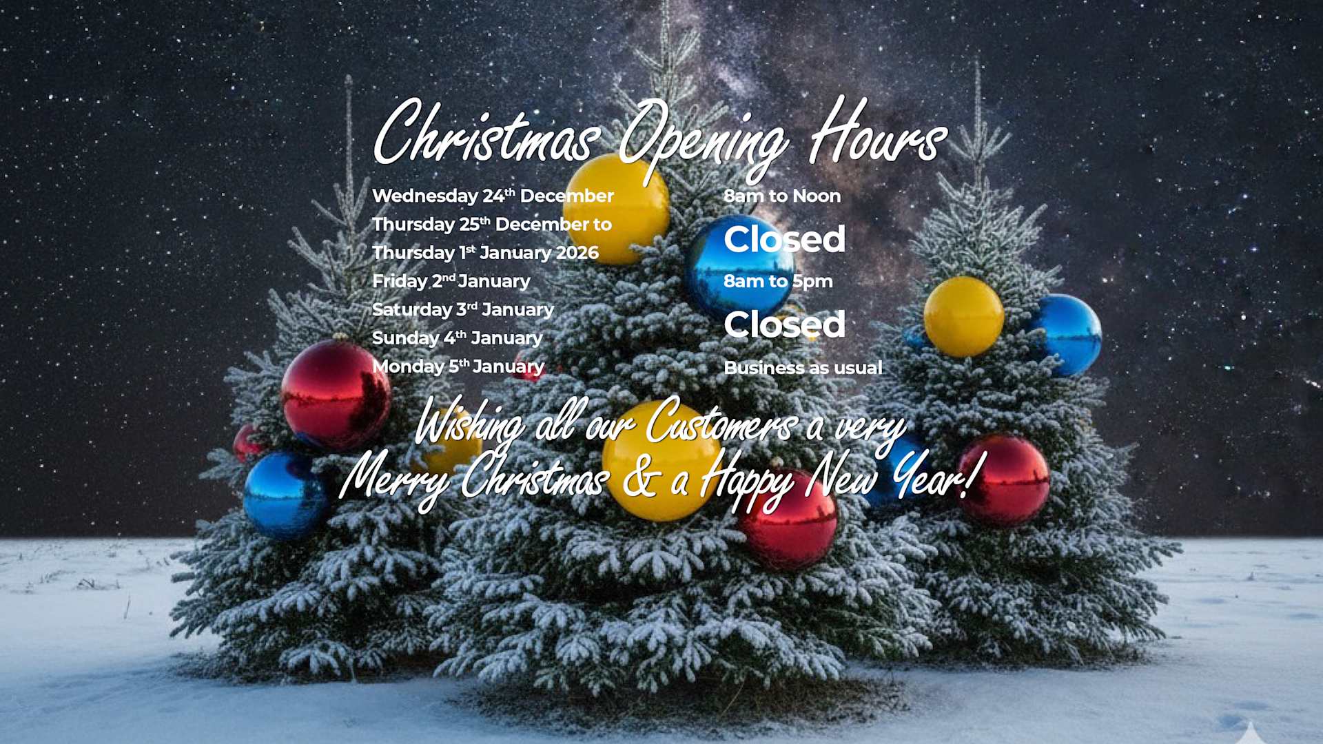 Agri Christmas Hours