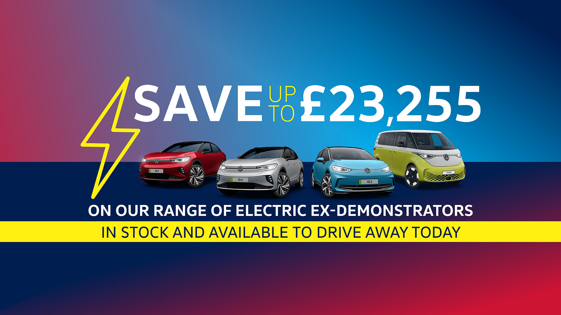 Save up to £23,255 on an ex-demo Volkswagen ID.