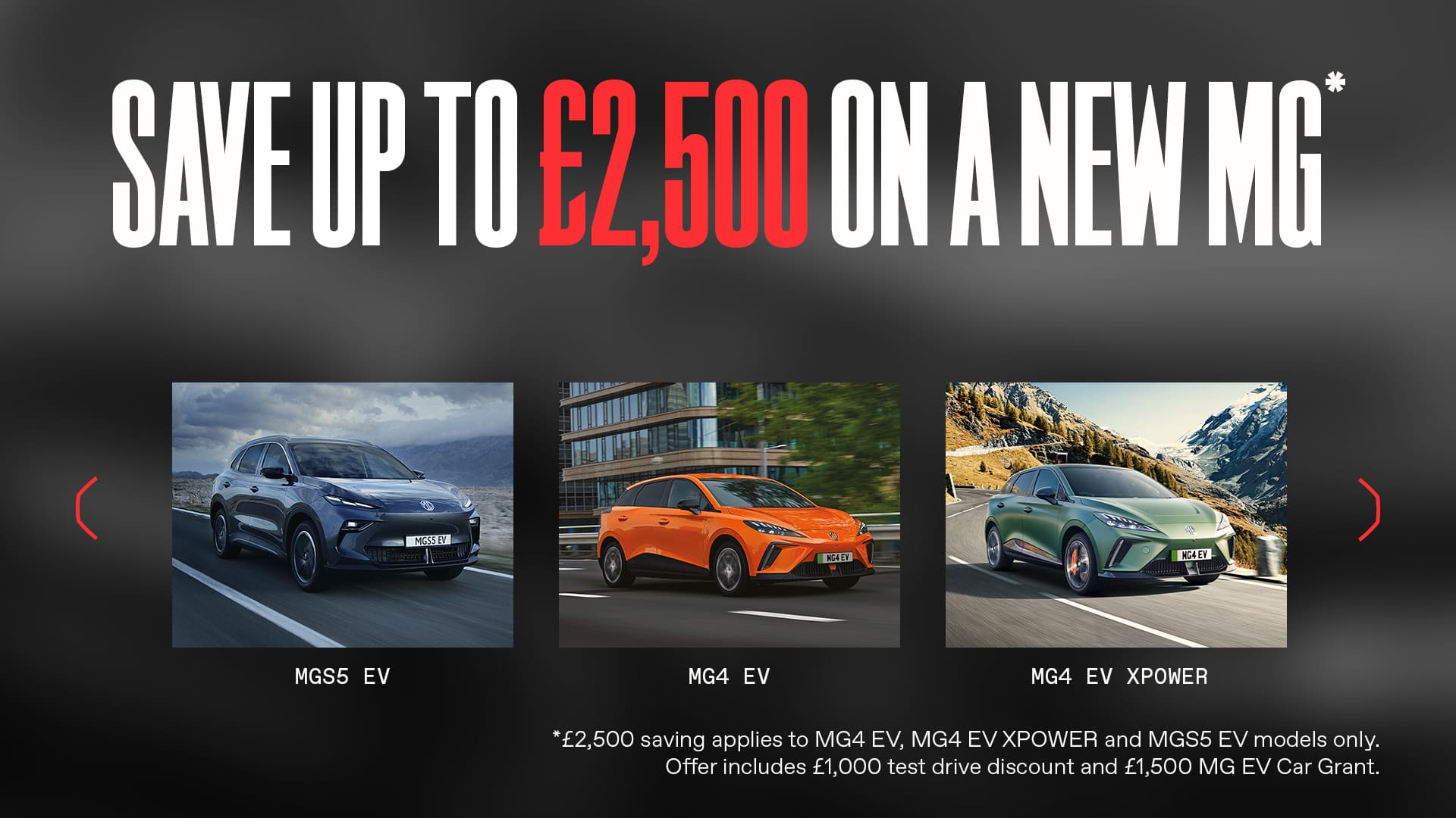 Save up to £2500 on a new electric MG 