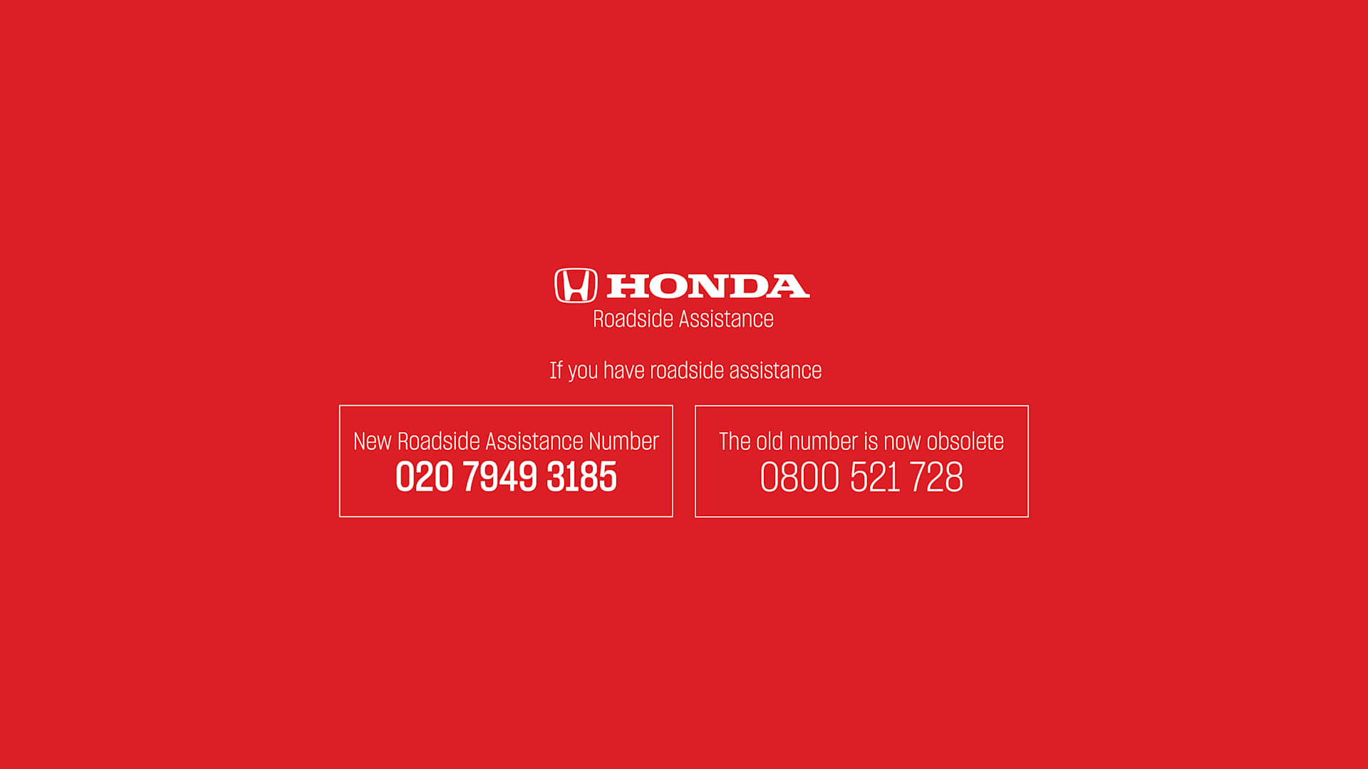Honda Roadside assistance number