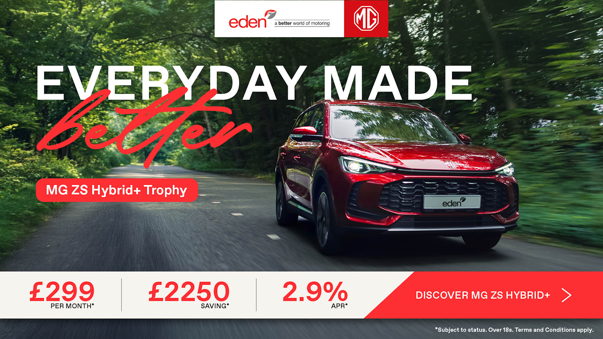 MG ZS Hybrid+ Trophy in red