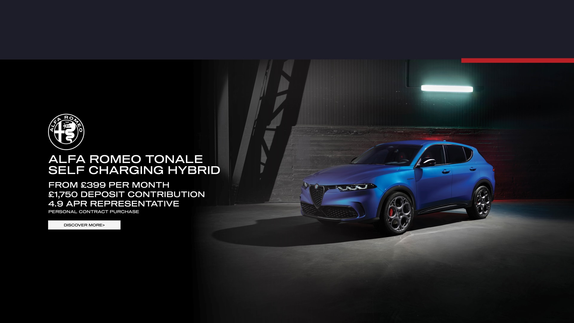 Alfa Romeo Tonale Self Charging Hybrid from £399 per month.