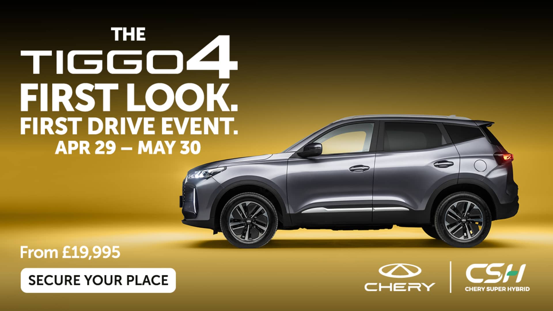 Chery TIGGO 4 national test drive event. 7th May at Chery Durham.