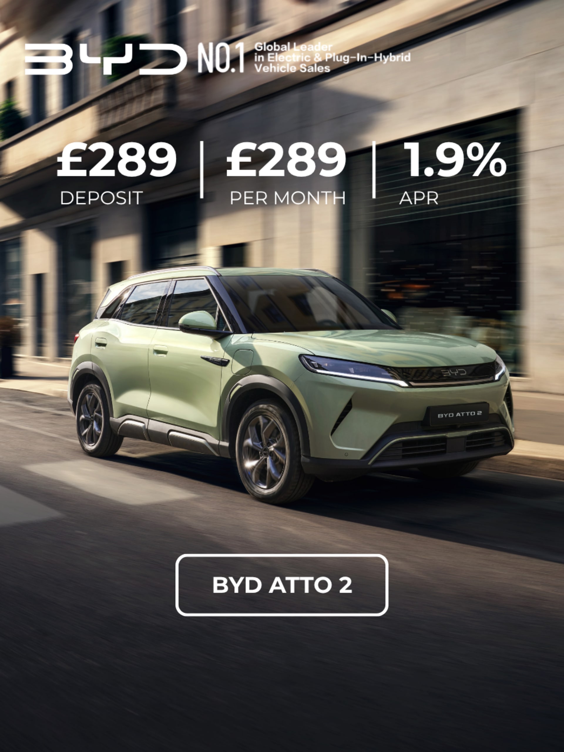 BYD Atto 2 Green Exterior Driving on City Road