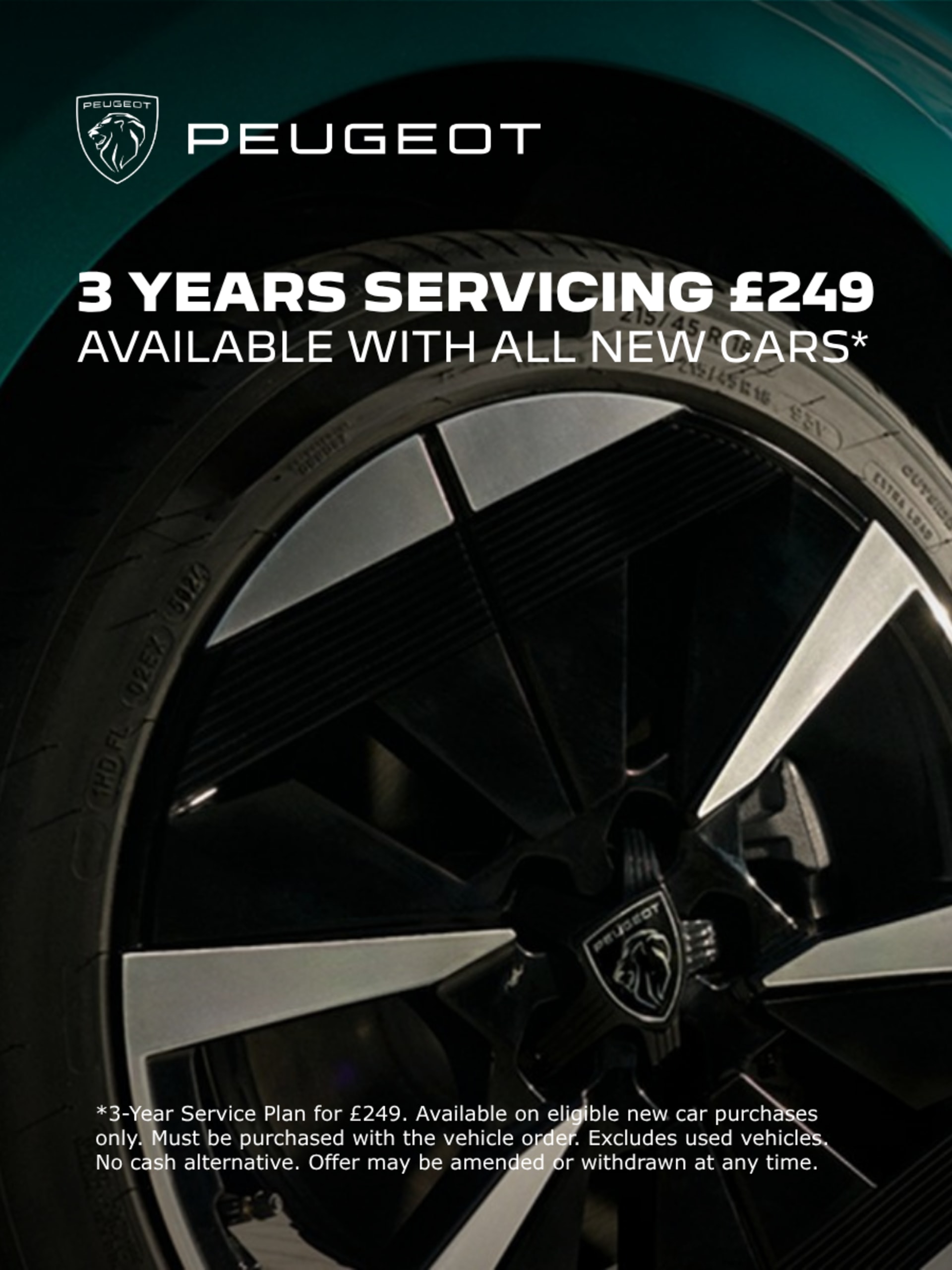 Peugeot 3 YEARS SERVICING £249 AVAILABLE WITH ALL NEW CARS*