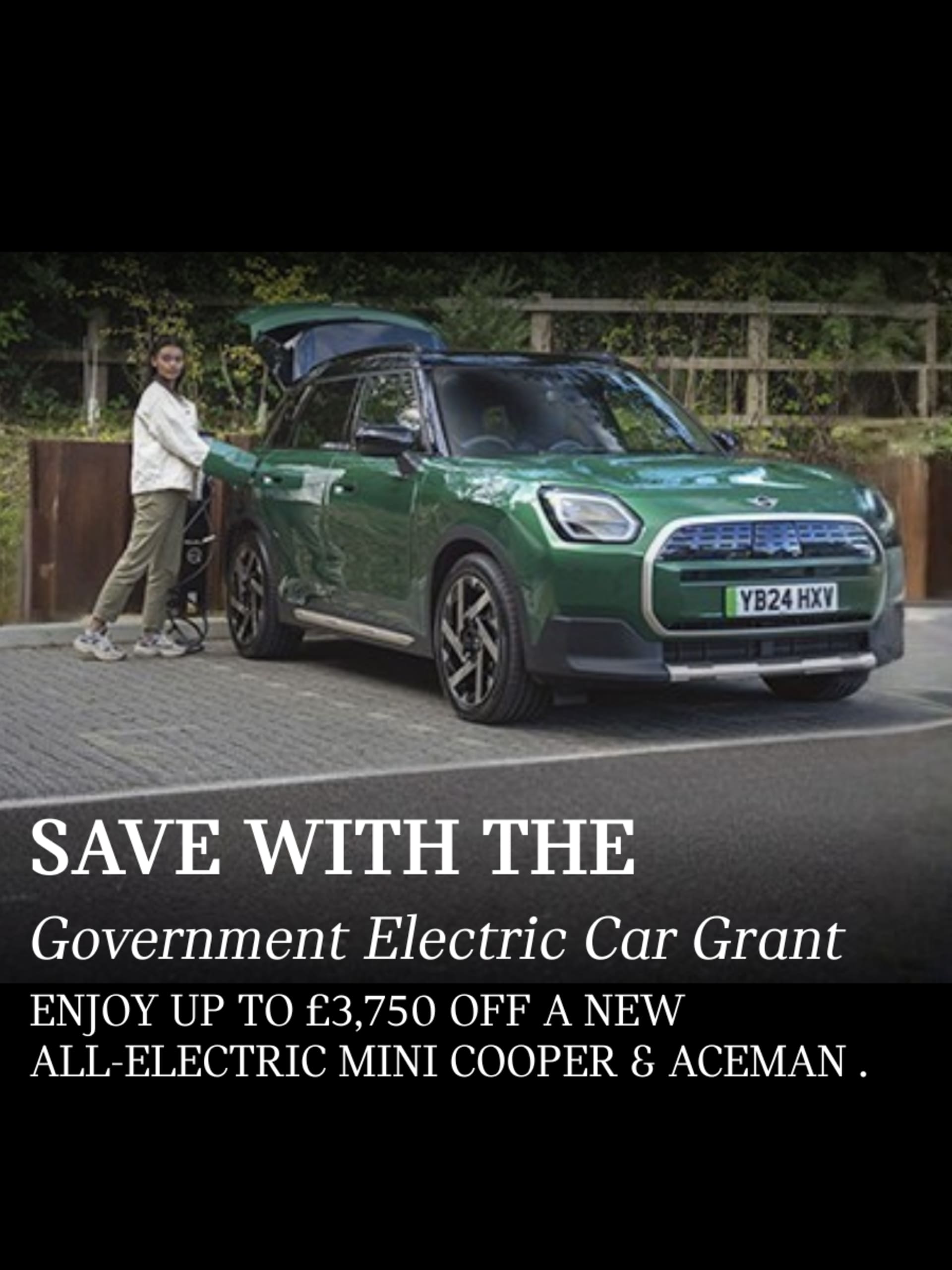 ENJOY UP TO £1,500 OFF A NEW ALL-ELECTRIC MINI COOPER & ACEMAN .