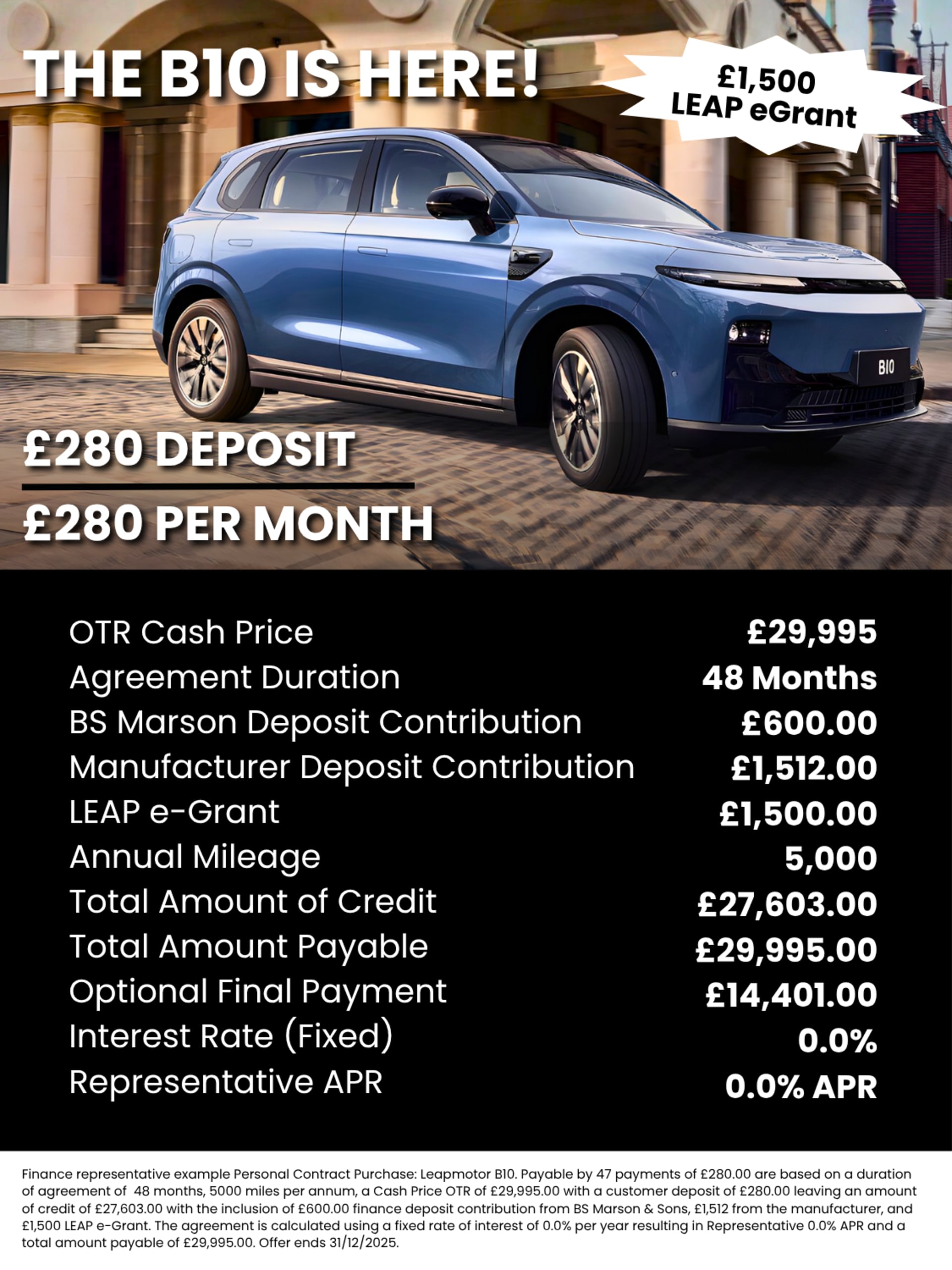 2025 Q4 Leapmotor B10 PCP Offer