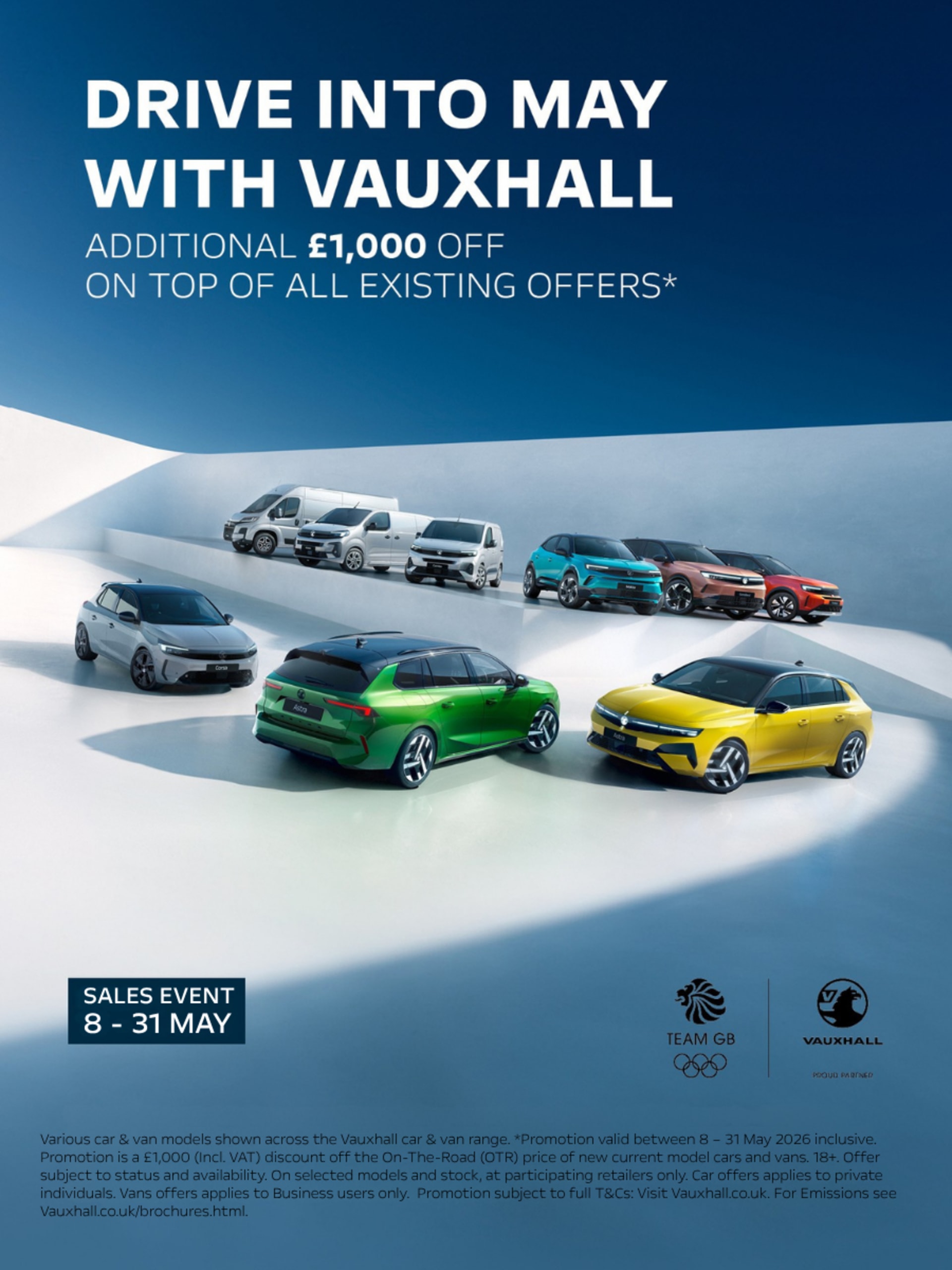 Vauxhall May Sales Event Additional £1,000 off on top of existing Vauxhall Offers