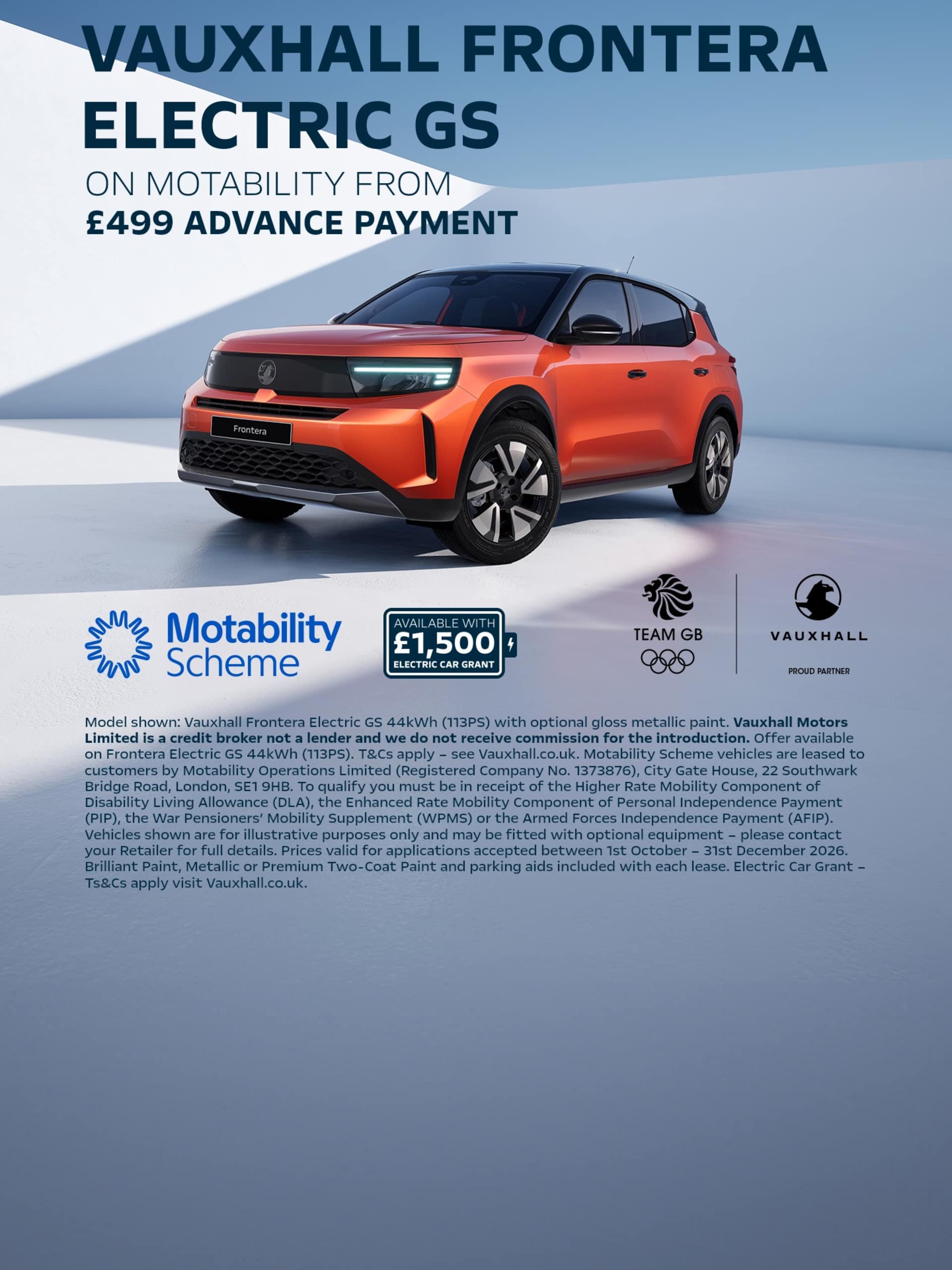 Vauxhall Frontera Motability Scheme Offer