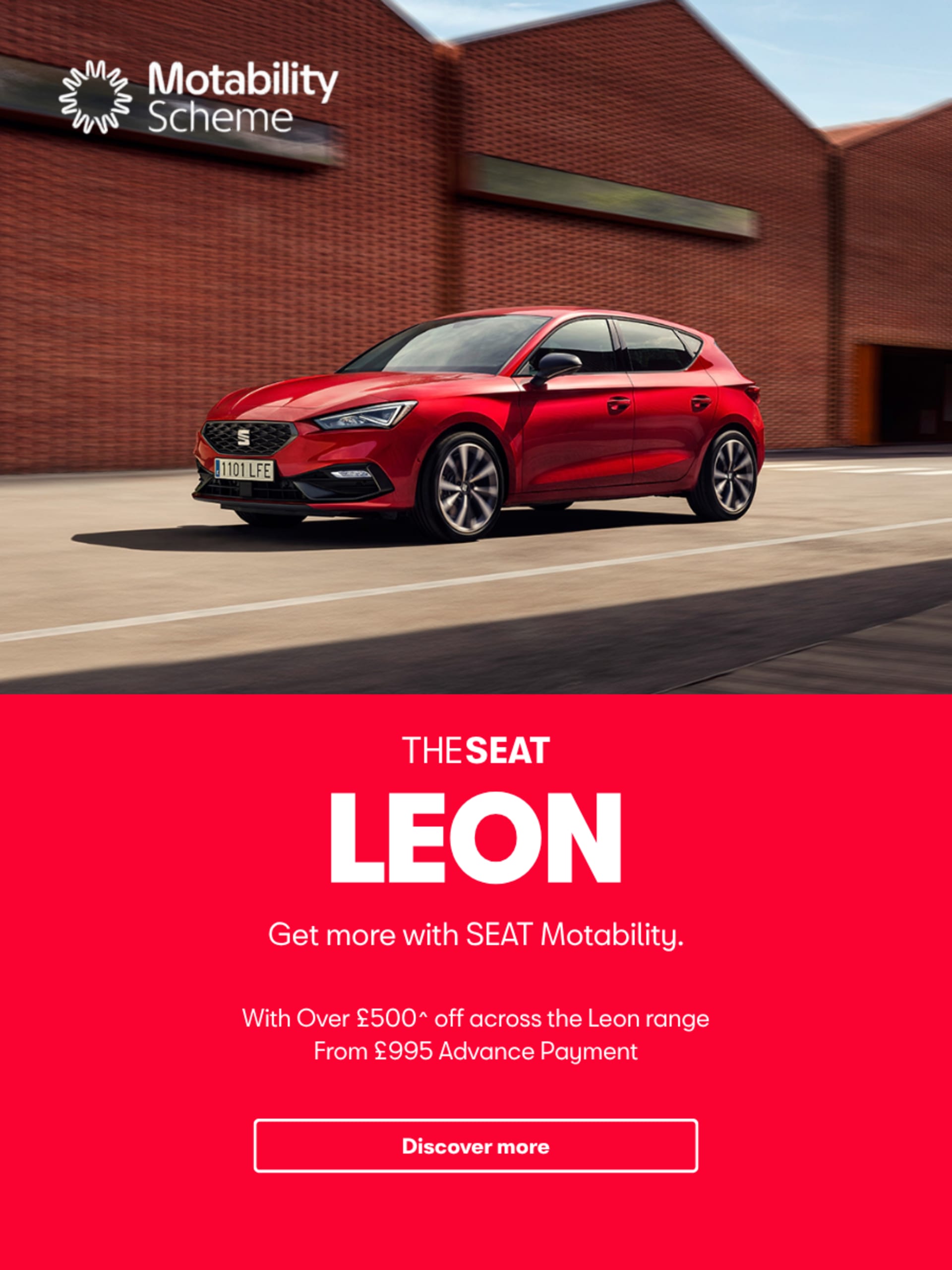 SEAT Leon Motability offer - With £500 Snows contribution across the range