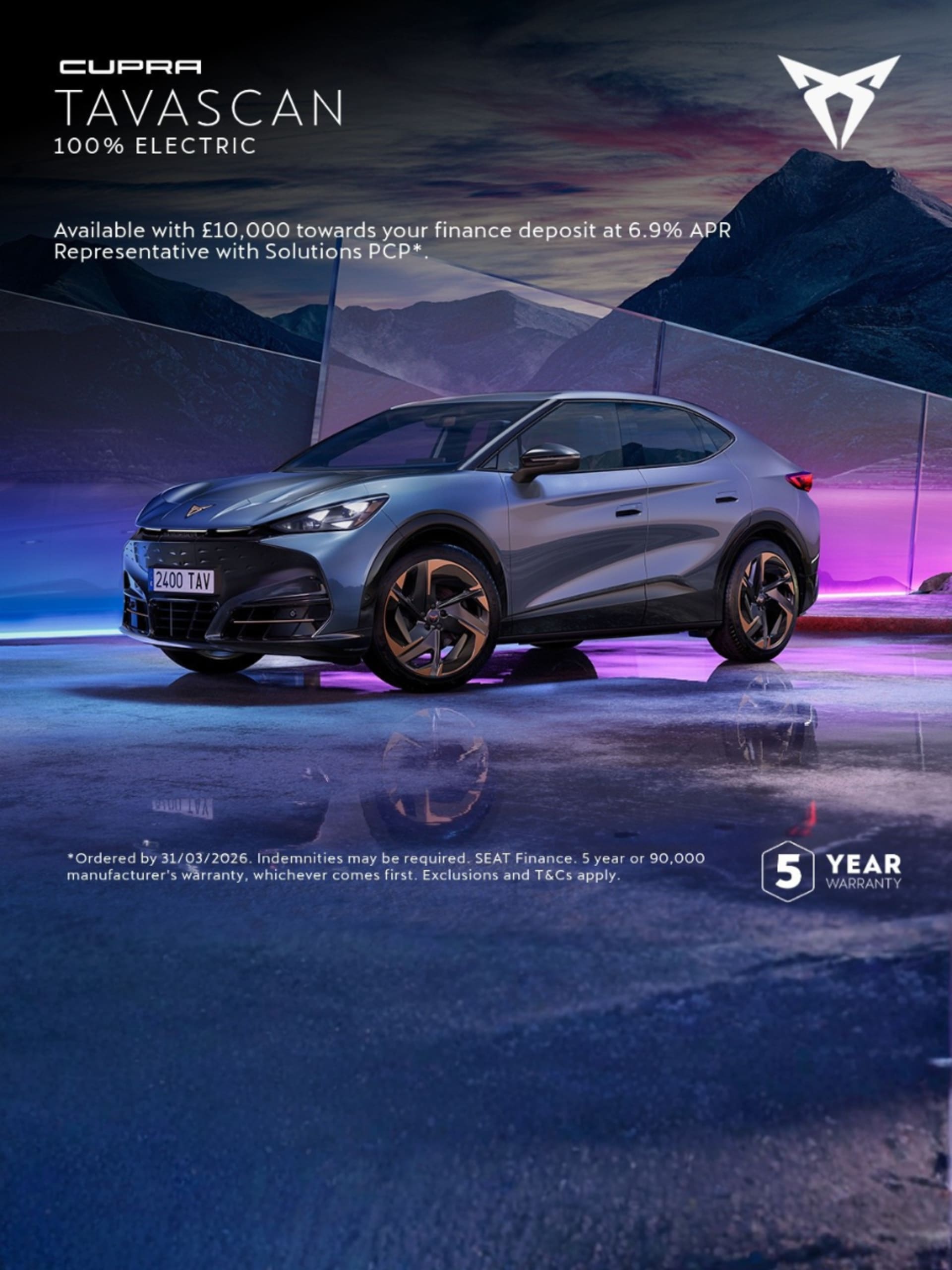 CUPRA Tavascan - Now available with £10,000 towards your finance deposit at 6.9% APR