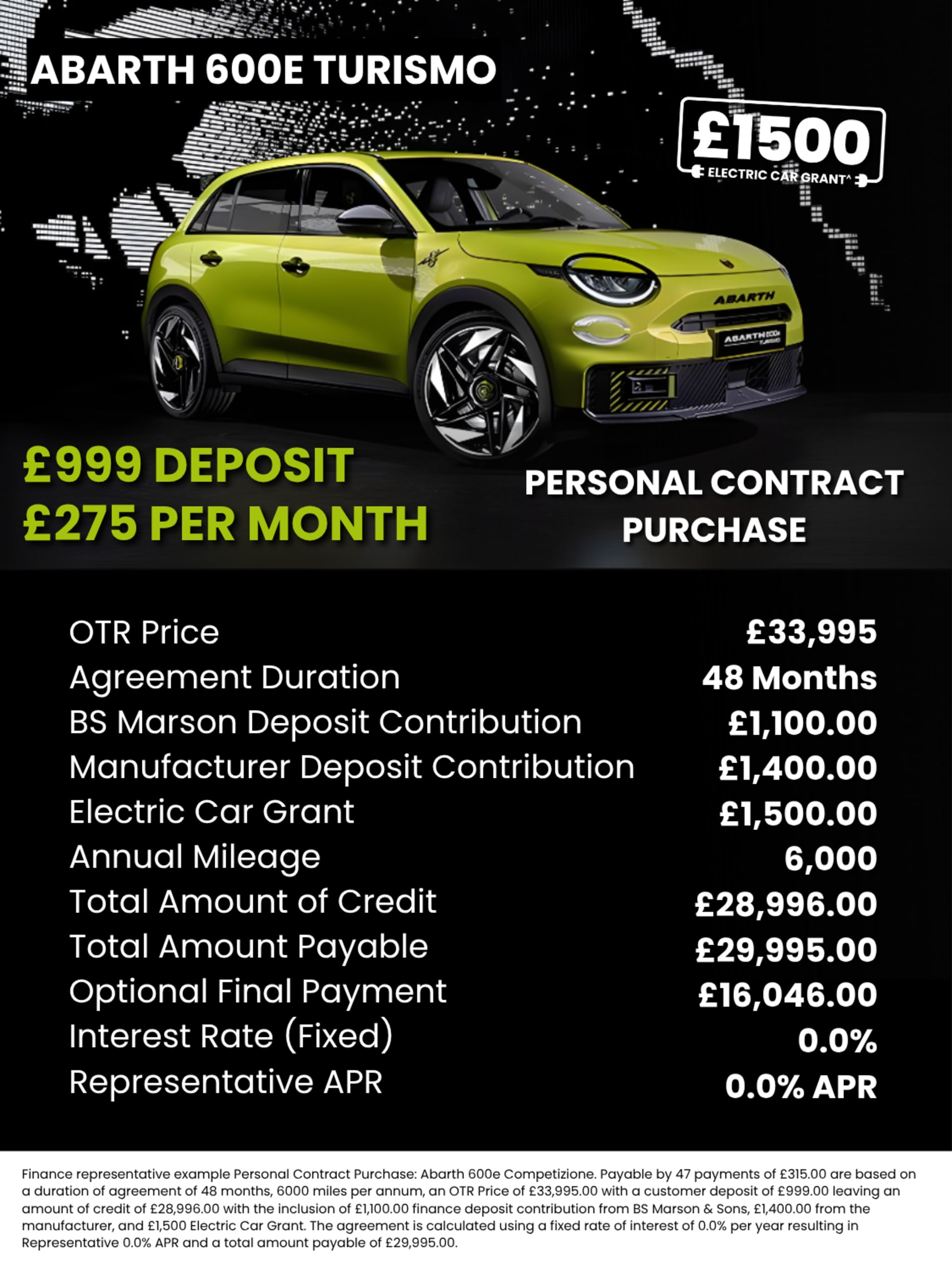 Q2 2026 Abarth 600e Turismo PCP Offer