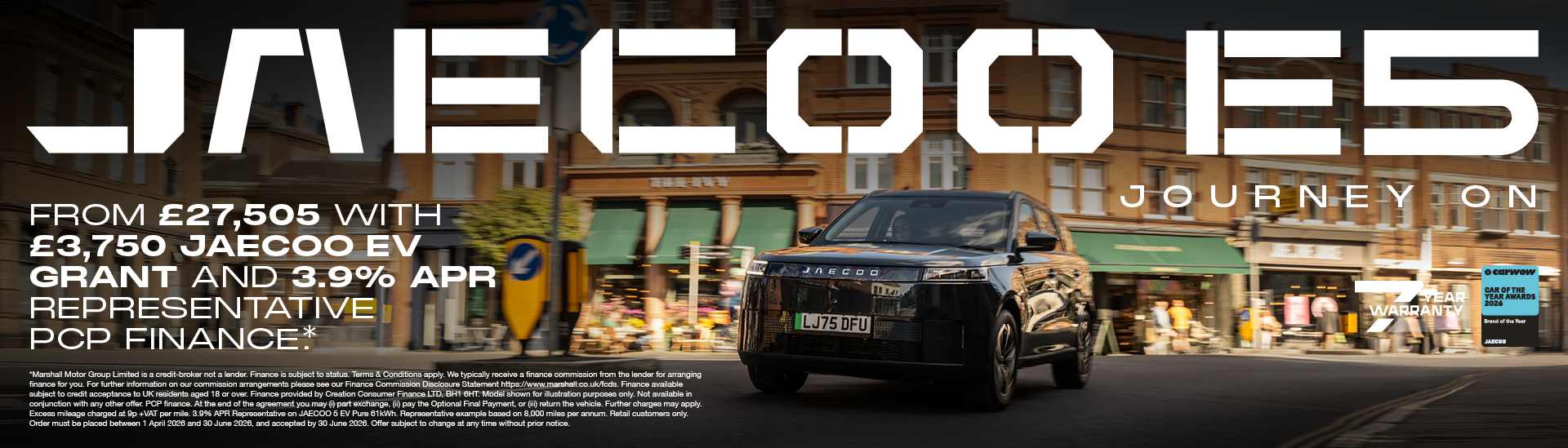JAECOO 5 BEV PURE PERSONAL CONTRACT PURCHASE EXCLUSIVE OFFER